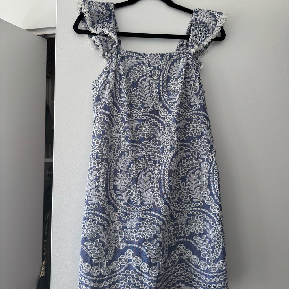 Alice & Olivia Blue and White Lace Dress
